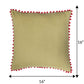ZEBA World Square Cushion Cover for Sofa, Bed | Red Pompoms on Edges - Cotton Blend | Light Yellow - 16x16in(40x40cm) (Pack of 1)
