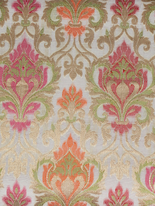 ZEBA World Square Eurosham Cushion Cover for Sofa, Bed | Banarasi Brocade Silk - Floral Weave | Multi - 20x20in(50x50cm) (Pack of 1)