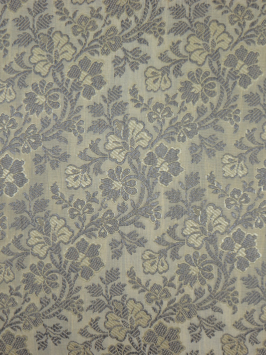 ZEBA World Square Cushion Cover for Sofa, Bed | Banarasi Brocade Silk - Floral Weave with Cord Piping| Grey - 16x16in(40x40cm) (Pack of 1)
