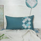 Cushion Cover for Sofa, Bed | Cotton Polyester| Geometric Design | Hand Embroidery | Teal Blue - 12x22in(30x56cm) (Pack of 1)