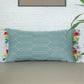 ZEBA World Rectangular Cushion Cover for Sofa - Lumbar Cushion | Hand Embroidery(Chawal Taka) with Tassels - Cotton Blend | Light Green - 12x22in(30x55cm) (Pack of 1)