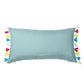ZEBA World Rectangular Cushion Cover for Sofa - Lumbar Cushion | Hand Embroidery(Chawal Taka) with Tassels - Cotton Blend | Light Green - 12x22in(30x55cm) (Pack of 1)