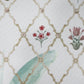 Cushion Cover with Hand Embroidery on Mughal Garden Print with Cord Piping - Cotton Blend | White - 20x20in