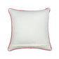 Cushion Cover with Hand Embroidery on Mughal Garden Print with Cord Piping - Cotton Blend | White - 20x20in