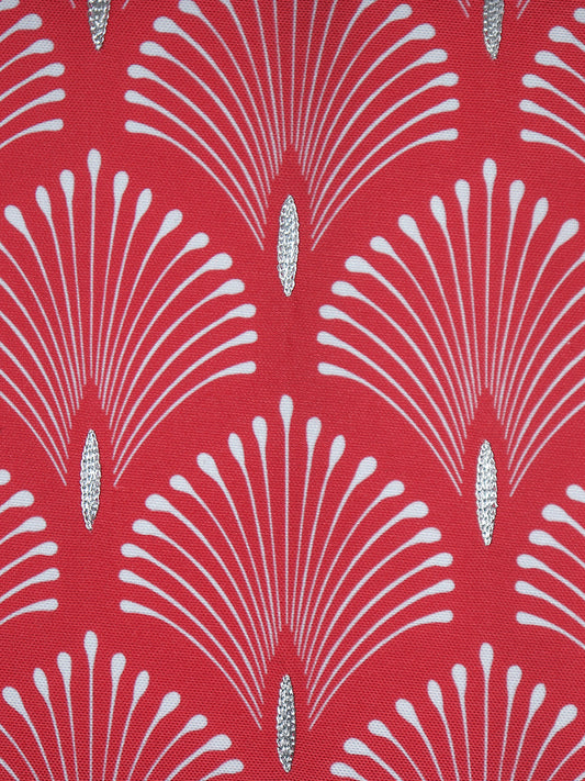 ZEBA World Square Cushion Cover for Sofa, Bed | Zari Embroidery Highlights on Art Deco Print - Polycanvas | Red - 16x16in(40x40cm) (Pack of 1)