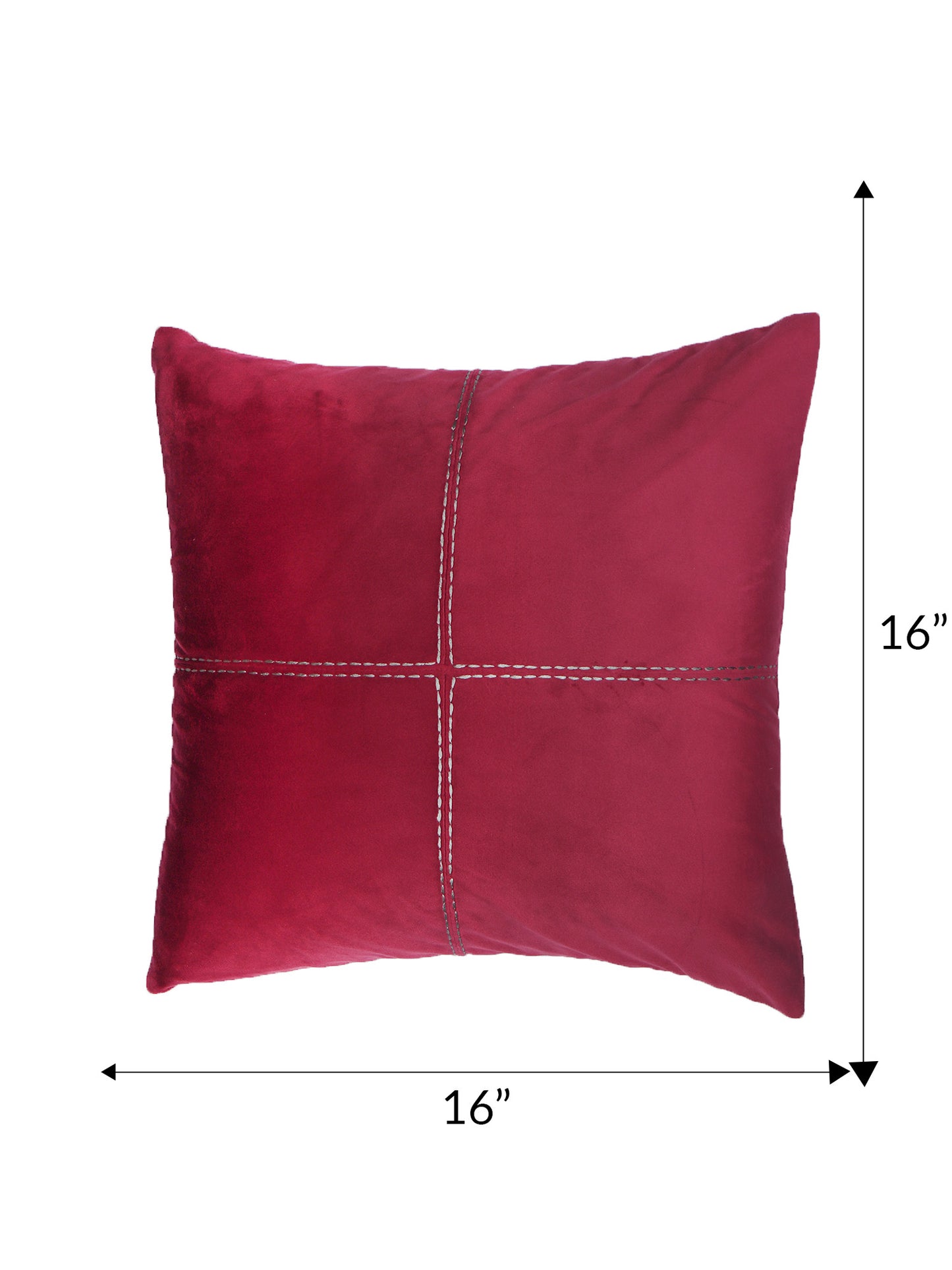 Hand Embroidered Velvet Cushion Cover - Luxe Collection | Sofa, Bedroom, Couch | Maroon - 16x16 inch (40x40 cms) (Pack of 1)