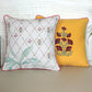 ZEBA World Square Cushion Cover for Sofa, Bed | Floral Hand Embroidery with Applique and Cord Piping - Cotton Blend | White and Yellow - 16x16in(40x40cm) (Pack of 2)