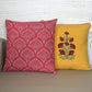 ZEBA World Square Cushion Cover for Sofa, Bed | Zari Hand Embroidery with Cord Piping - Poly Blend | Red/Yellow - 16x16in(40x40cm) (Pack of 2)