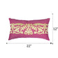 Rectangular Cushion Cover - Luxe Collection | Sofa, Bedroom, Couch | Polycanvas Floral Applique - Magenta Pink - 12x22 inch (30x55 cms) (Pack of 1)