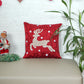 ZEBA World Christmas Reindeer Cushion Cover for Sofa, Bed | Riendeer in Towel Embroidery  - Polyester | Dual Tone Red - 16x16in (40x40cm) (Pack of 1)