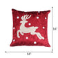 ZEBA World Christmas Reindeer Cushion Cover for Sofa, Bed | Riendeer in Towel Embroidery  - Polyester | Dual Tone Red - 16x16in (40x40cm) (Pack of 1)