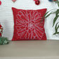 ZEBA World Christmas Cushion Cover for Sofa, Bed | Floral Outline Embroidery - Polycanvas | Red - 16x16in (40x40cm) (Pack of 1)