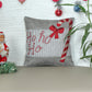 ZEBA World Christmas HOHOHO Cushion Cover for Sofa, Bed | Embroidery with Applique Bow and Candy with Patchwork - Polycanvas | Multicolor - 16x16in (40x40cm) (Pack of 1)