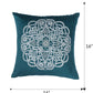 ZEBA World Hand Embroidered Cushion Cover - Luxe Collection | Sofa, Bedroom, Couch | Polycanvas Motif Embroidery - Teal Blue - 16x16 inch (40x40 cms) (Pack of 1)