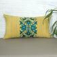 ZEBA World Hand Embroidered Cushion Cover - Luxe Collection | Sofa, Bedroom, Couch | Polycanvas Applique with Floral Embroidery and Moti Work- Yellow - 12x22 inch (30x55 cms) (Pack of 1)
