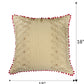 Hand Embroidered Cushion Cover - Luxe Collection | Sofa, Bedroom, Couch | Polycanvas Embroidery with Pompoms - Cream - 18x18 inch (45x45 cms) (Pack of 1)