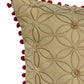 Hand Embroidered Cushion Cover - Luxe Collection | Sofa, Bedroom, Couch | Polycanvas Embroidery with Pompoms - Cream - 18x18 inch (45x45 cms) (Pack of 1)