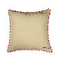 Hand Embroidered Cushion Cover - Luxe Collection | Sofa, Bedroom, Couch | Polycanvas Embroidery with Pompoms - Cream - 18x18 inch (45x45 cms) (Pack of 1)