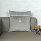 Velvet Cushion Cover - Luxe Collection | Sofa, Bedroom, Couch | Pleated with Lace and Tassle - Gray - 16x16 inch (40x40 cms) (Pack of 1)