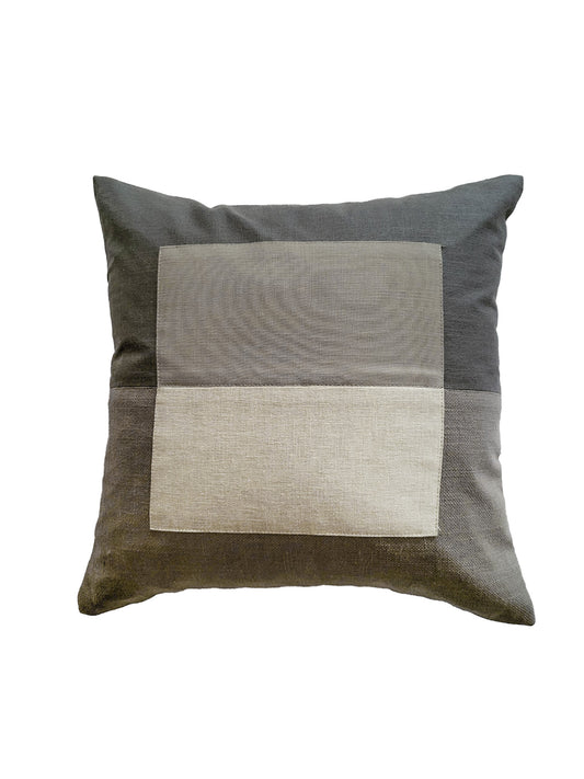 ZEBA Cushion Cover - Luxe Collection | Sofa, Bedroom, Couch | Patchwork | Grey - Poly Cotton | 16x16 inch (40x40 cms) (Pack of 1)