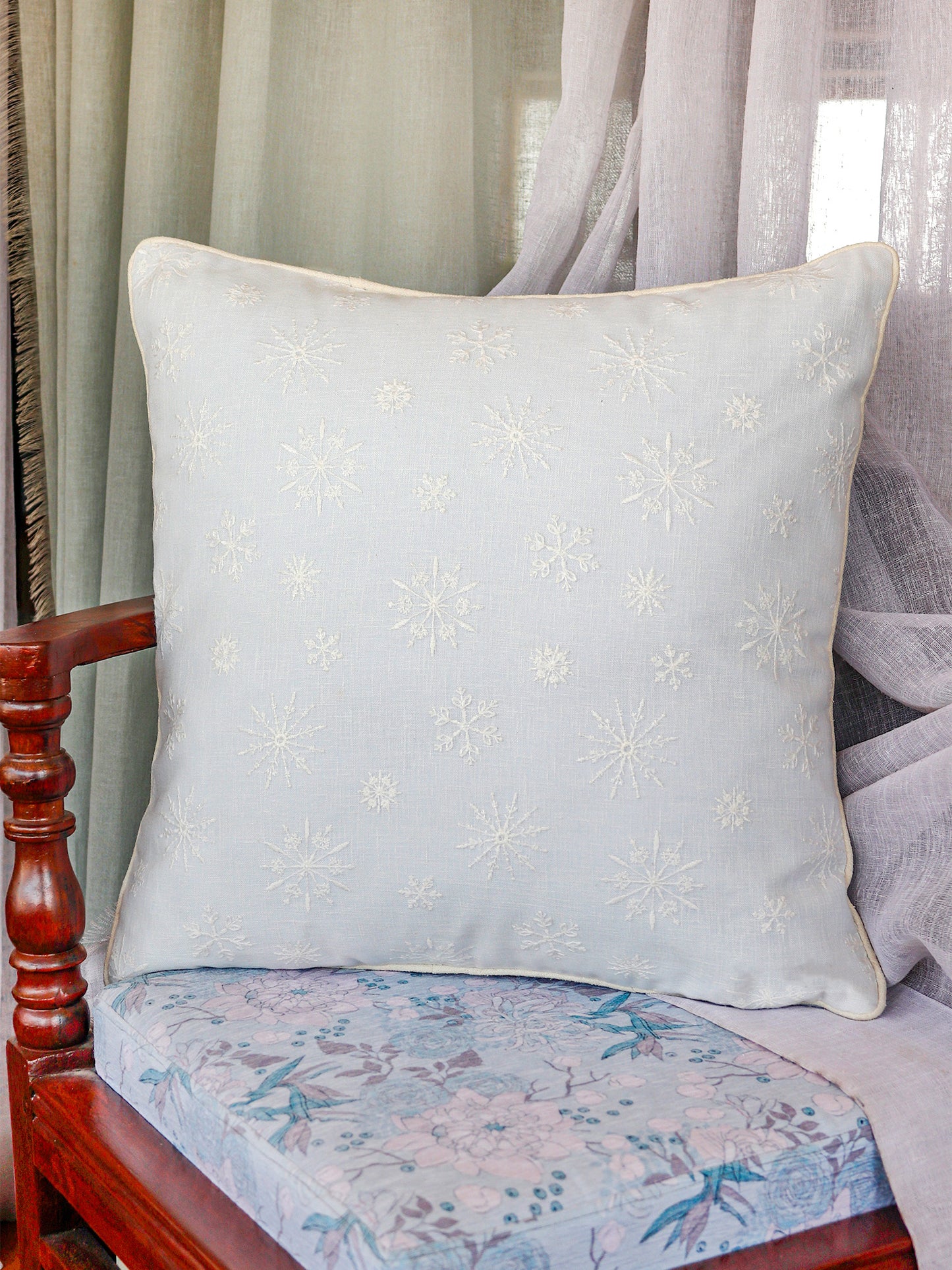 Hand Embroidered Luxe Collection Cushion Covers with Floral Pattern, Jhali and Cord Piping | Multi 16x16, 18x18, 20x20, 12x22 Inches (Set of 7)
