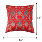 Cushion Cover with Floral Print and Highlighted Silver Embroidery - Red/Grey - 16x16in
