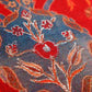 Cushion Cover with Floral Print and Highlighted Silver Embroidery - Red/Grey - 16x16in