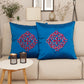 Central Mandala Ethinic Motif in Two Tone Embrodiery  Cushion Cover - Blue/Red - 16x16 Inches