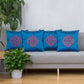 Central Mandala Ethinic Motif in Two Tone Embrodiery  Cushion Cover - Blue/Red - 16x16 Inches