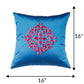 Central Mandala Ethinic Motif in Two Tone Embrodiery  Cushion Cover - Blue/Red - 16x16 Inches