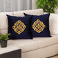 Central Mandala Ethinic Motif in Two Tone Embrodiery  Cushion Cover - Blue/Gold - 16x16 Inches (Pack of 1)