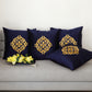Central Mandala Ethinic Motif in Two Tone Embrodiery  Cushion Cover - Blue/Gold - 16x16 Inches (Pack of 1)
