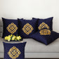 Central Mandala Ethinic Motif in Two Tone Embrodiery  Cushion Cover - Blue/Gold - 16x16 Inches (Pack of 1)