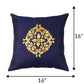 Central Mandala Ethinic Motif in Two Tone Embrodiery  Cushion Cover - Blue/Gold - 16x16 Inches (Pack of 1)