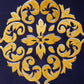 Central Mandala Ethinic Motif in Two Tone Embrodiery  Cushion Cover - Blue/Gold - 16x16 Inches (Pack of 1)