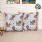 Mughal Elephant Play Printed Cushion Cover with Highlighted Silver  Embroiderey - White - 16x16 Inches