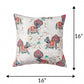 Mughal Elephant Play Printed Cushion Cover with Highlighted Silver  Embroiderey - White - 16x16 Inches