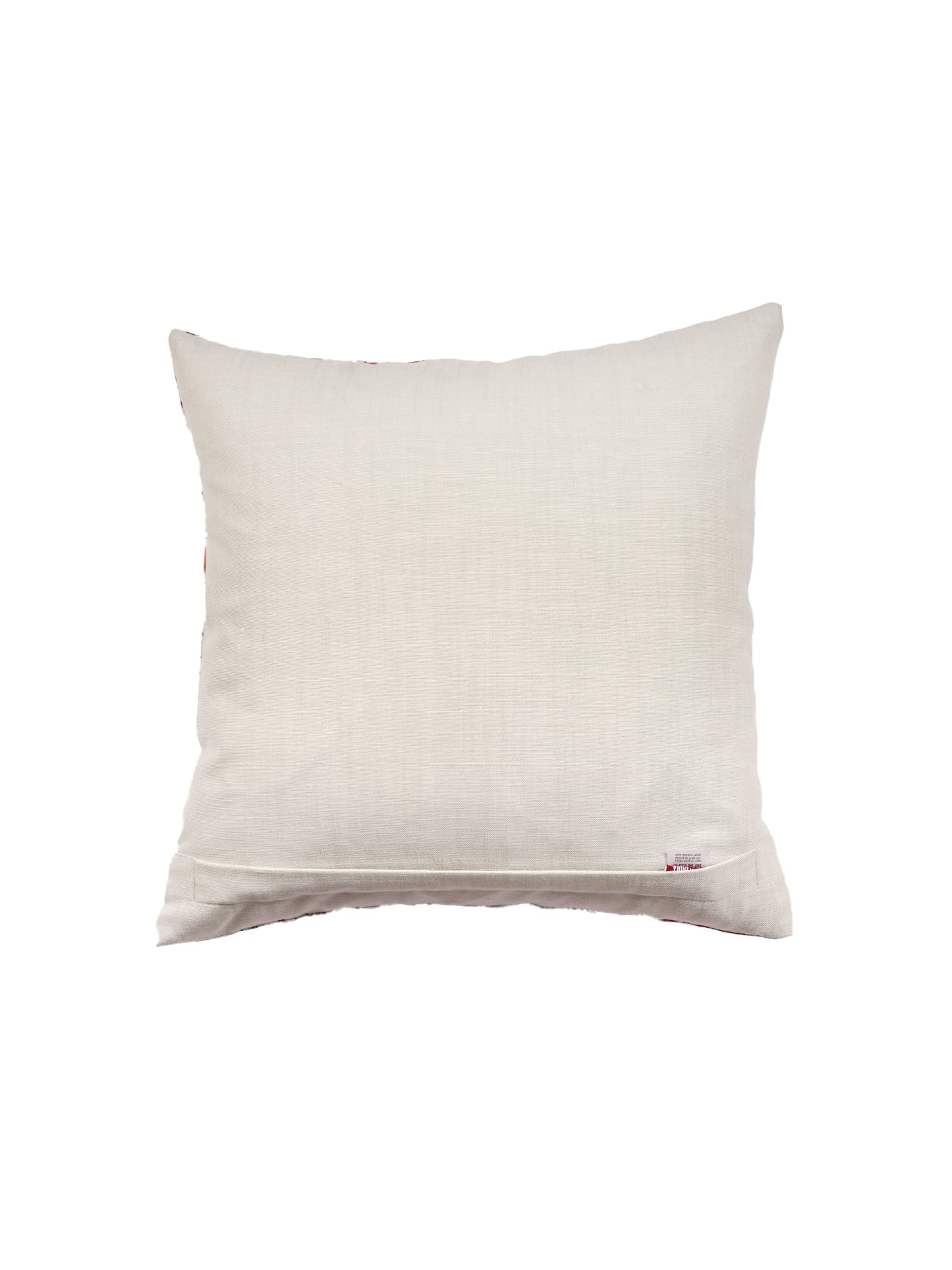 Mughal Elephant Play Printed Cushion Cover with Highlighted Silver  Embroiderey - White - 16x16 Inches