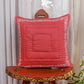 Hand Embroidered Luxe Collection Cushion Cover | Block Printing Coral - 16x16 Inches