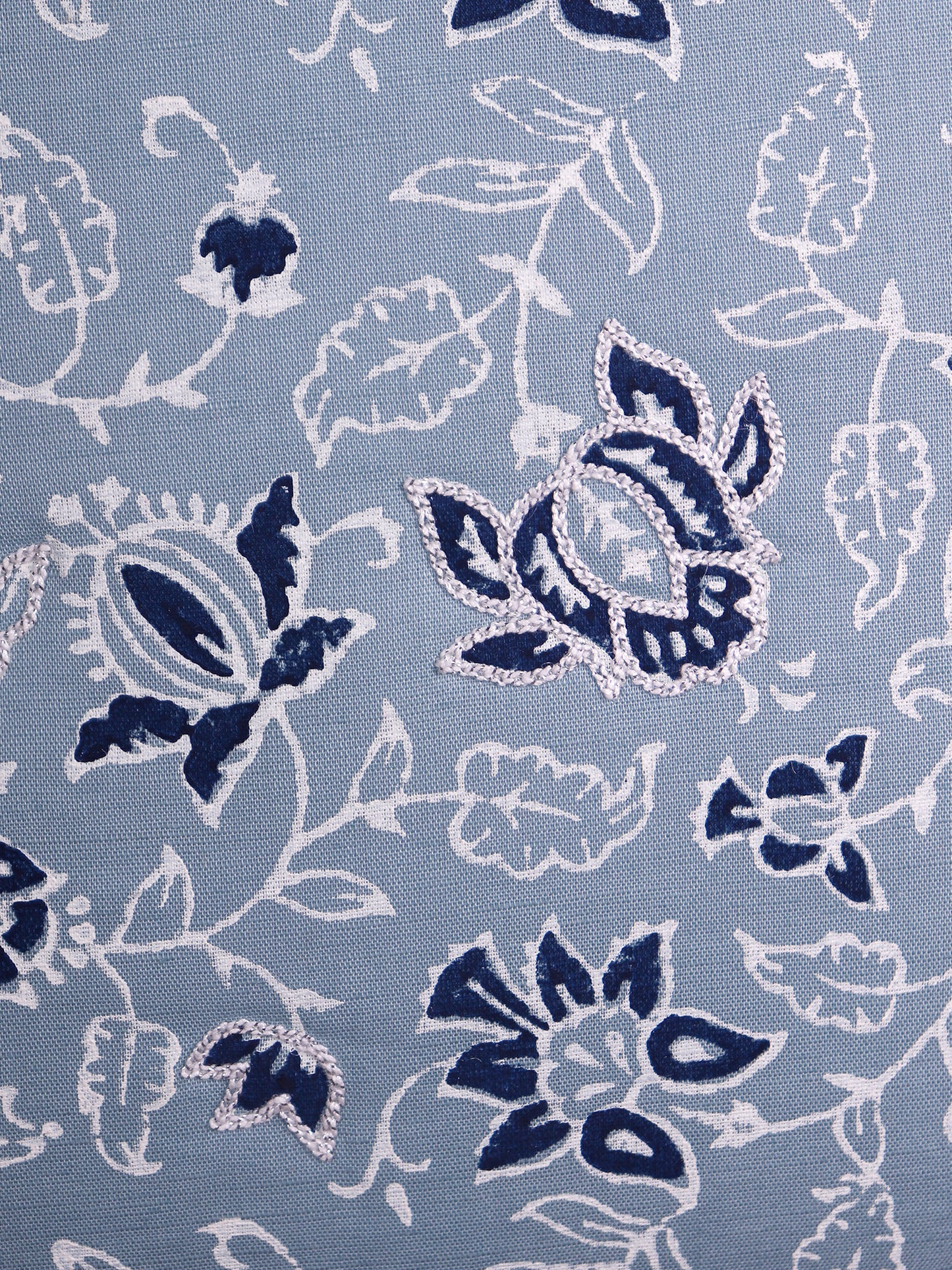 Hand Embroidered Luxe Collection Cushion Covers | Block Printing Coral - 16x16 Inches (Set of 4)