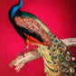 Hand Embroidered Pichwai Cushion Cover with Digital Print | Peacock Embellished Velvet 16x16 Inches
