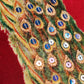 Hand Embroidered Pichwai Cushion Cover with Digital Print | Peacock Embellished Velvet 16x16 Inches