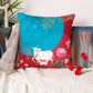 Hand Embroidered Pichwai Cushion Cover with Digital Print | Embellished Velvet 16x16 Inches