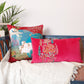 Pichwai Collection of Hand Embroidered Cushion Covers | Cow, Trees Multicolor, Velvet 18 inches X 18 inches, 12 inches X 22 inches (Set of 2)