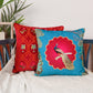 Pichwai Collection of Hand Embroidered Cushion Covers | Palm Tree Peacock Multicolor, Velvet 16 inches X 16 inches, 18 inches X 18 inches (Set of 2)