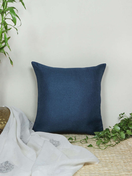 Cushion Cover (Euroshams) for Sofa, Bed Cotton Blend | Self Textured | Blue - 24x24in(61x61cm) (Pack of 1)