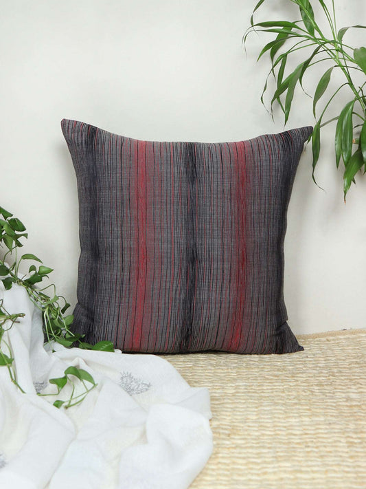 Cushion Cover (Euroshams) for Sofa, Bed Cotton Blend | Self Textured | Grey Red - 24x24in(61x61cm) (Pack of 1)