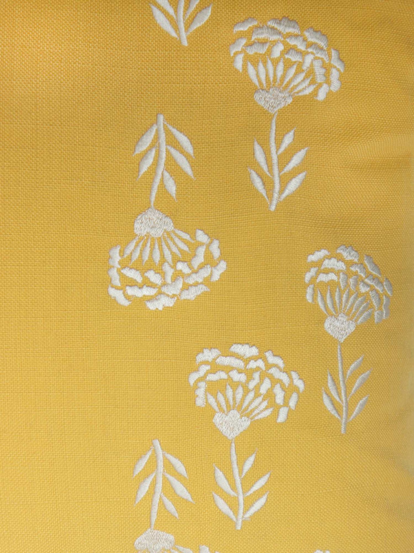 Cushion Cover for Sofa, Bed | PolyCanvas with Tassels | Floral Embroidery | Yellow - 16x16in(40x40cm) (Pack of 1)