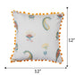 Cushion Cover for Sofa, Bed | PolyCanvas with Floral Prints & Pompoms | Off White - 12x12in(30x30cm) (Pack of 1)