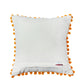 Cushion Cover for Sofa, Bed | PolyCanvas with Floral Prints & Pompoms | Off White - 12x12in(30x30cm) (Pack of 1)